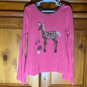 Mini Boden Girls Sequin Deer Long Sleeve Shirt